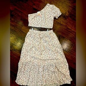 Floral White and Pink Women's Dress